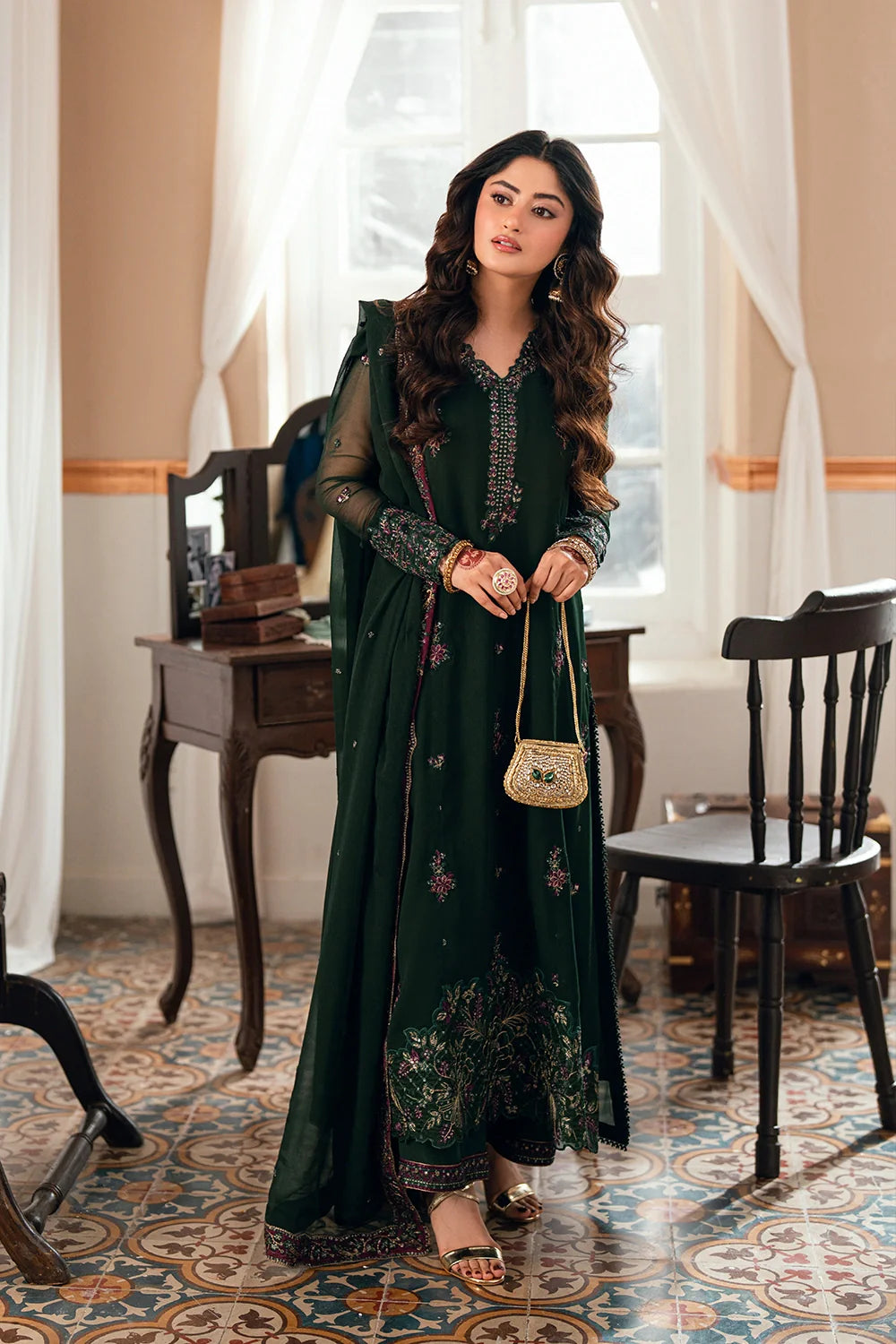 03-Piece Embroidered Chiffon Suit | Ready To Wear