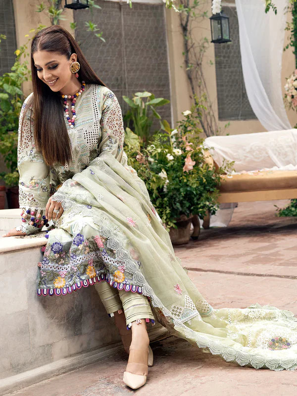 03-Piece Embroidered Lawn Suit With Cotton Net Dupatta | Ready To Wear
