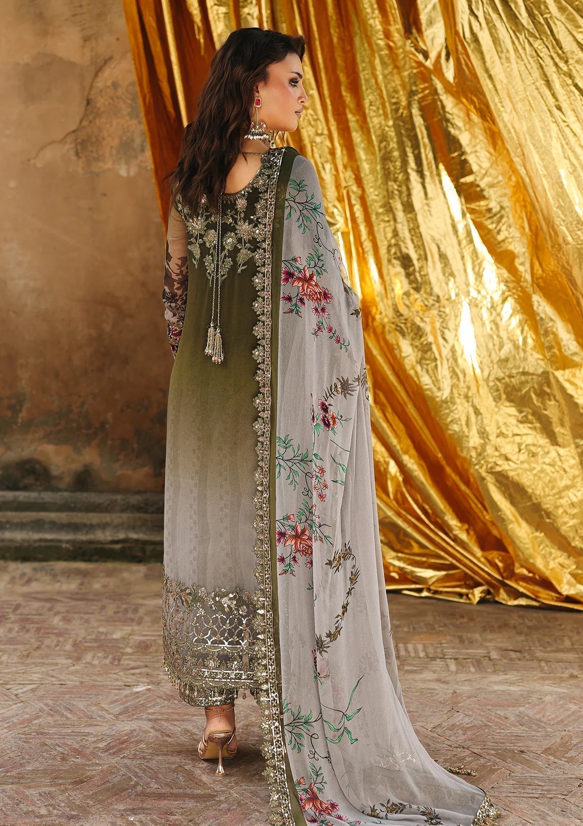 3 Piece Stitched Chiffon Drees