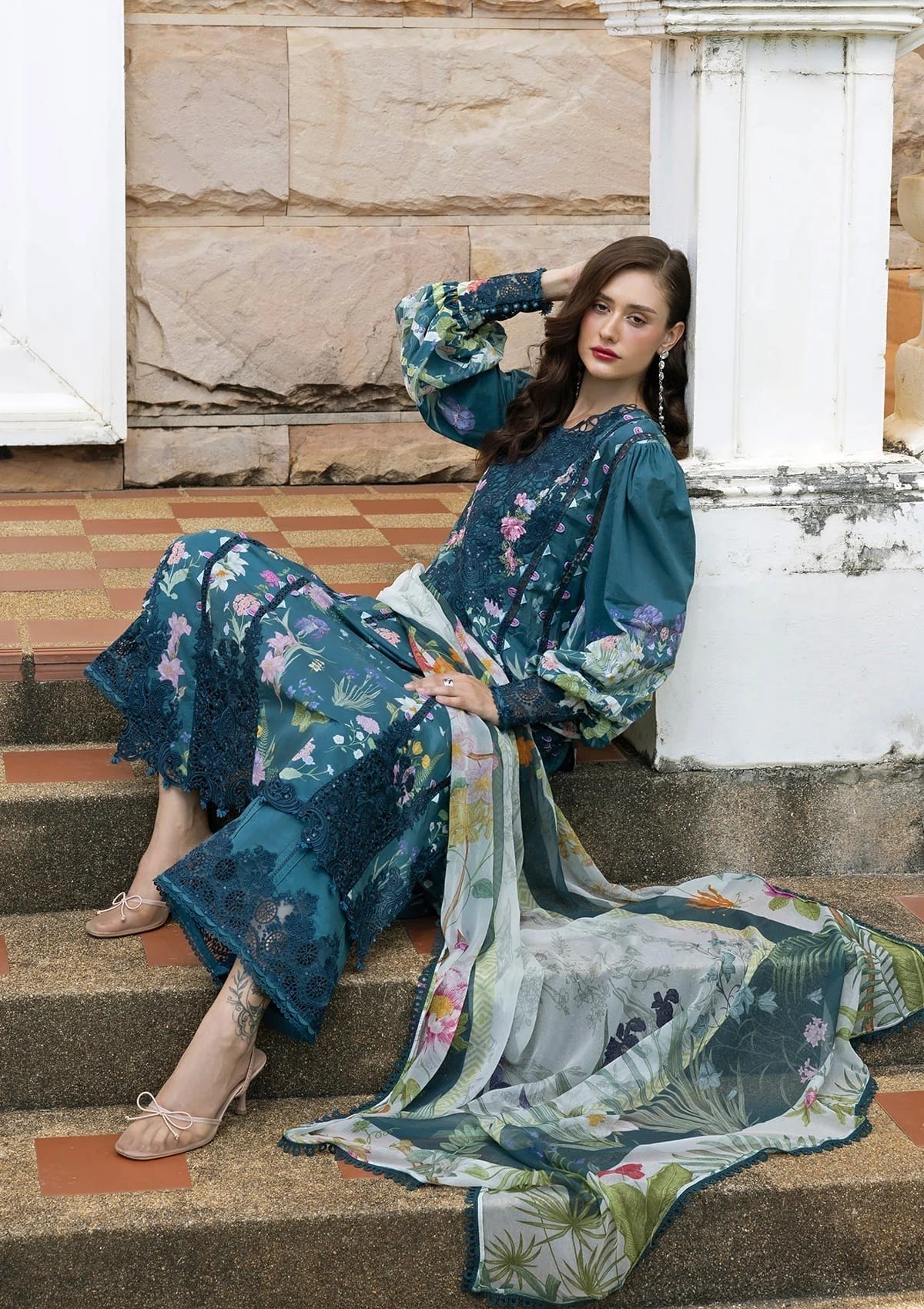03-Piece  Printed Lawn Embroidered Suit - Ready  To Wear
