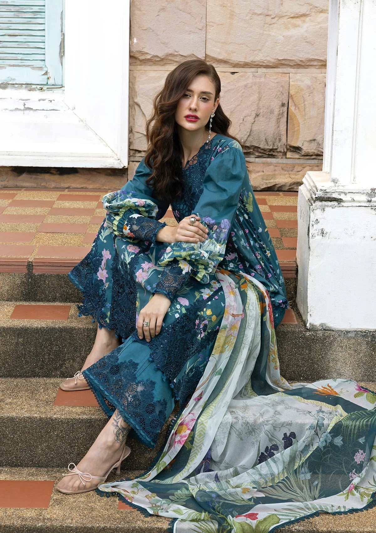 03-Piece  Printed Lawn Embroidered Suit - Ready  To Wear