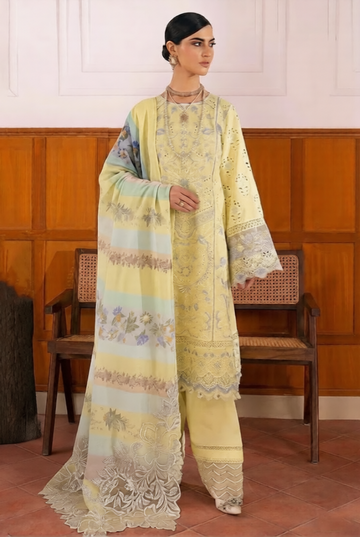 03-Piece Embroidered Lawn Suit With Net Dupatta | Ready To Wear