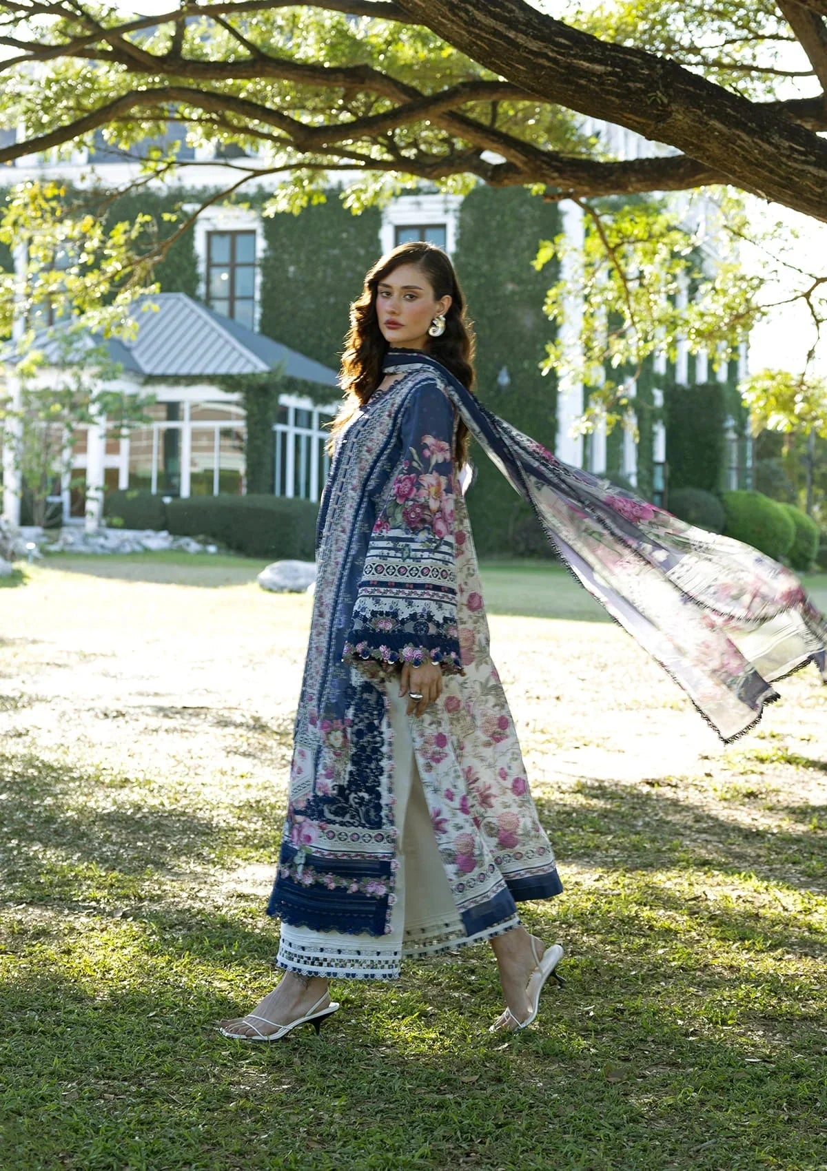 03-Piece Printed Lawn Suit With Chiffon Dupatta | Ready To Wear
