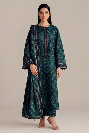 03-Piece Printed Lawn Suit With Chiffon Dupatta | Ready To Wear