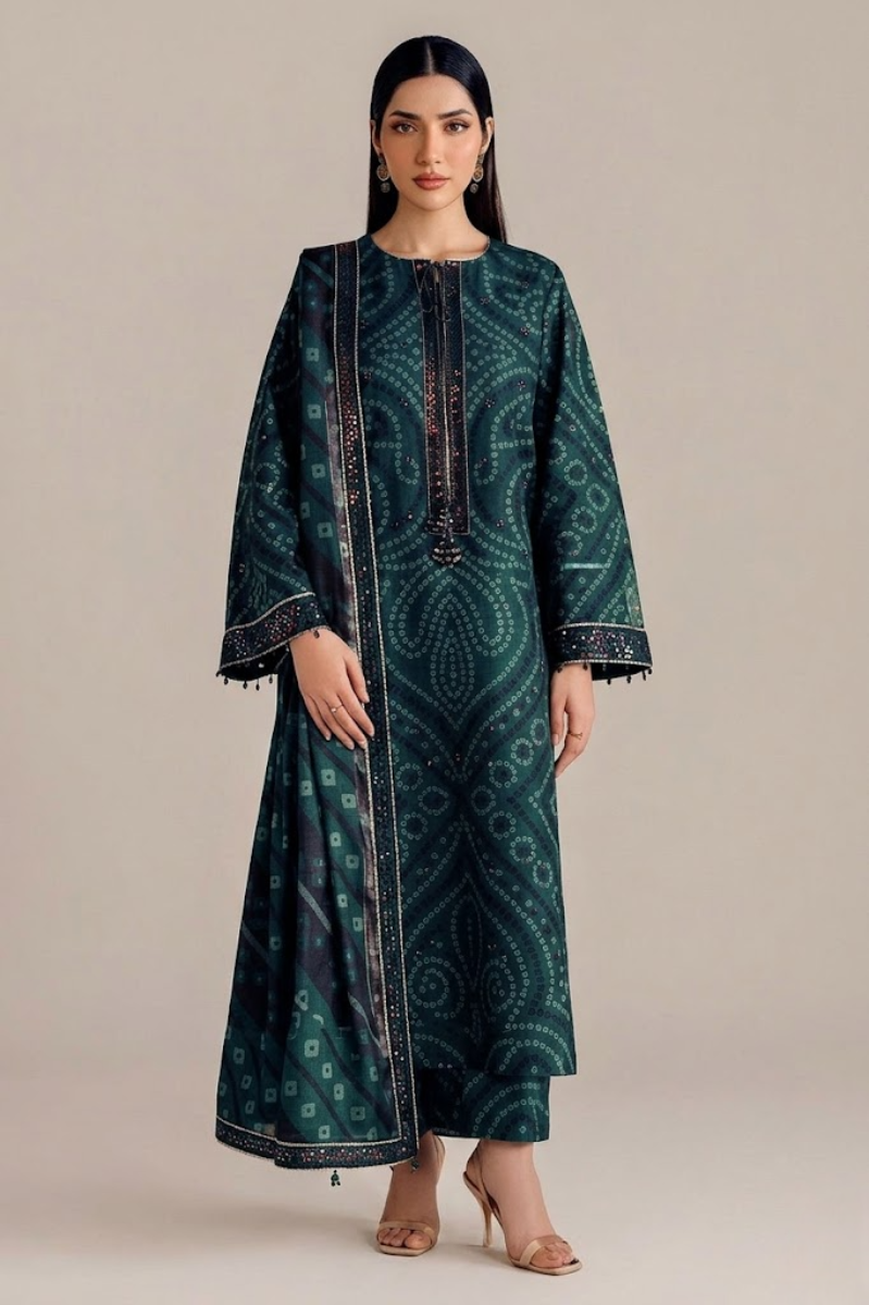 03-Piece Printed Lawn Suit With Chiffon Dupatta | Ready To Wear