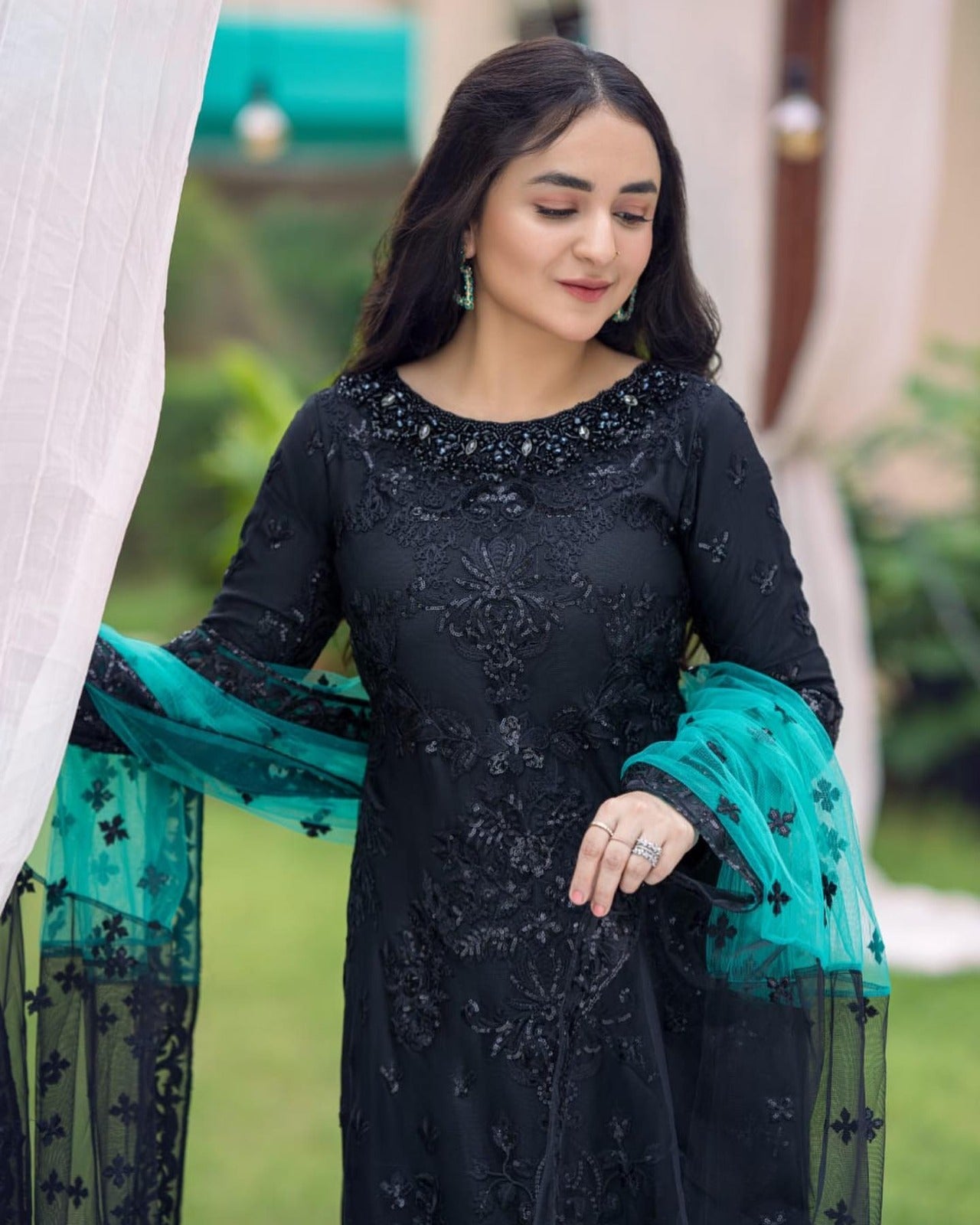 3 Piece Stitched Net Suit - Ready to wear