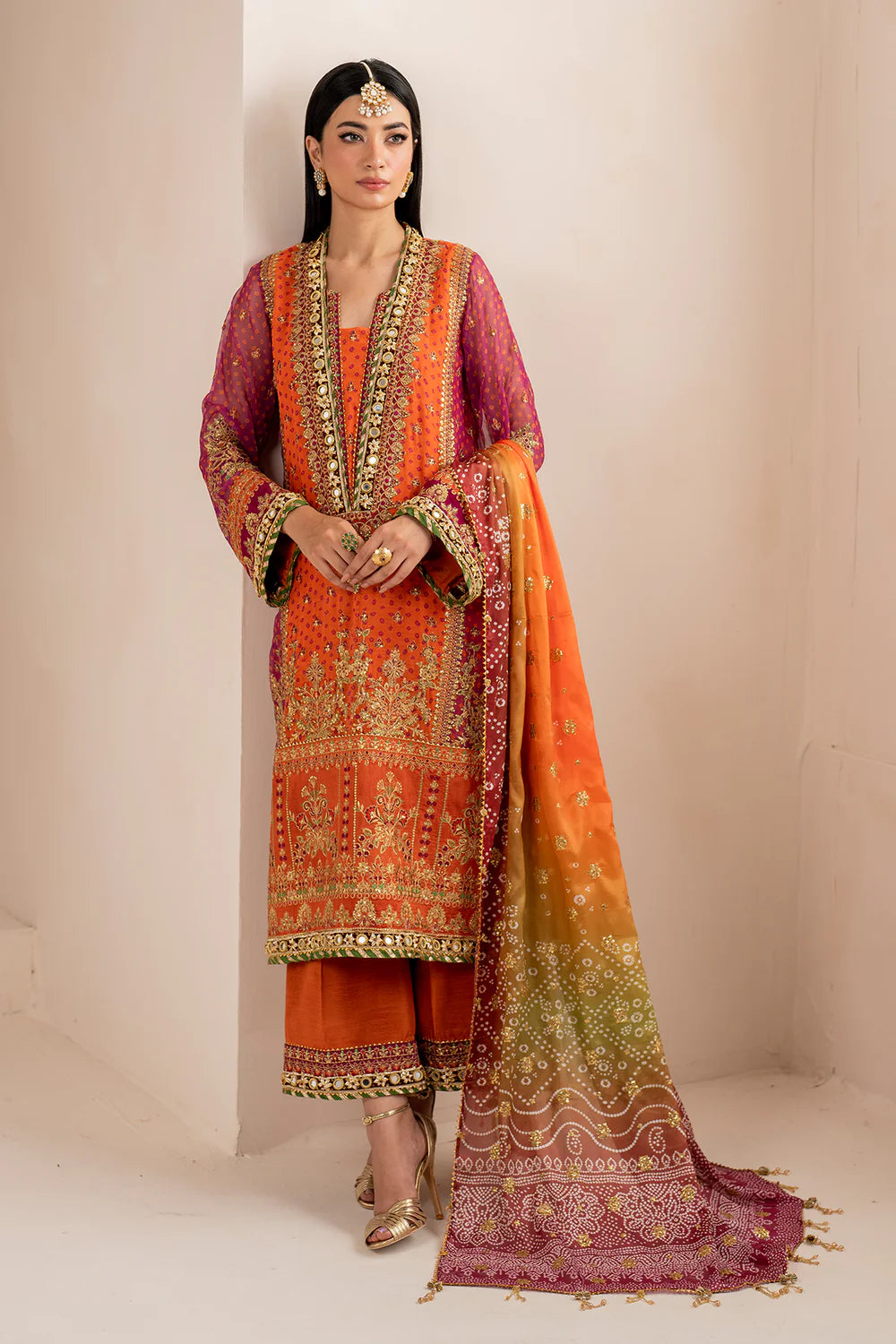 03-piece Chiffon Suit With Heavy Embroidery | Ready to wear