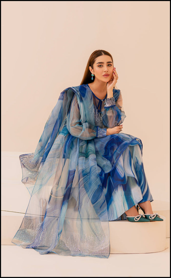 3 Piece Stitched Organza Suit - Ready to wear
