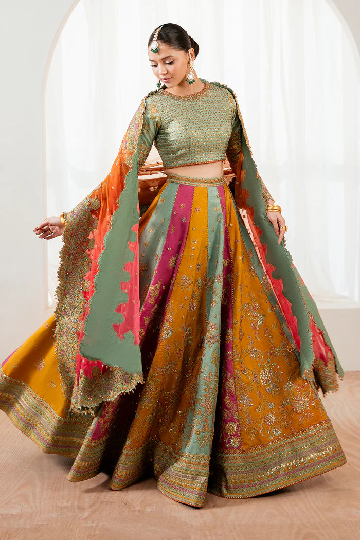 03-piece Embroidered Silk Lehnga With Organza Dupatta | Ready to wear