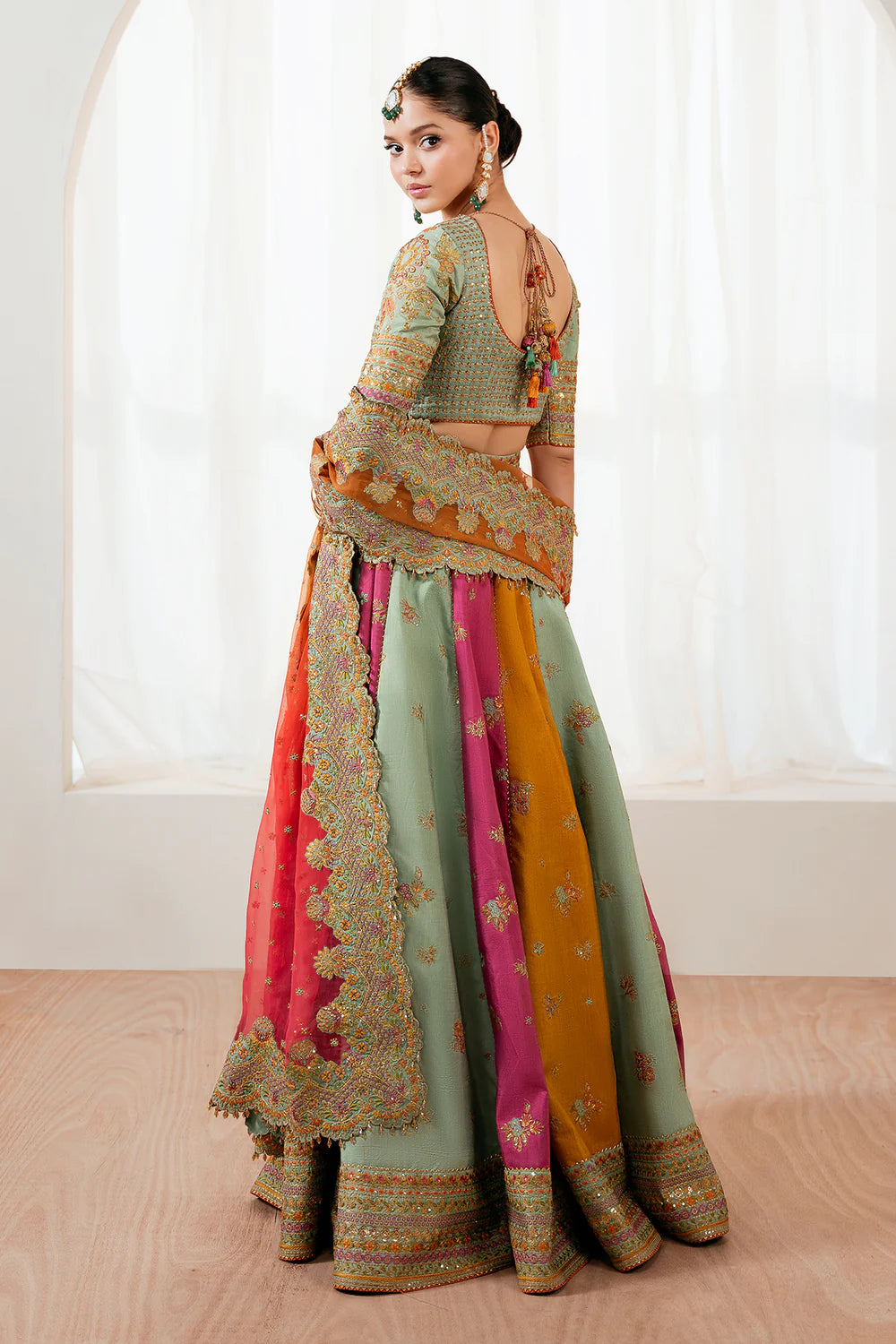 03-piece Embroidered Silk Lehnga With Organza Dupatta | Ready to wear