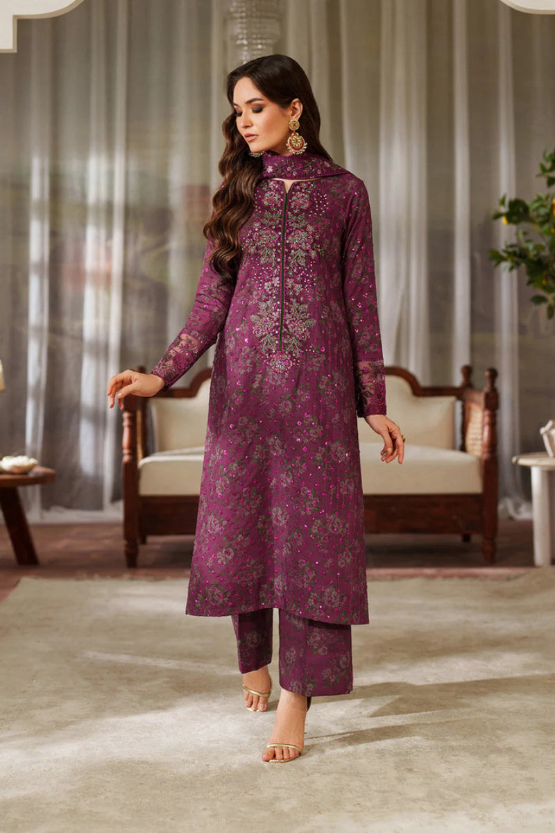 Deep Purple Premium Lawn Thread & Heavy Sequence Embroidered Dress | Ready to Wear