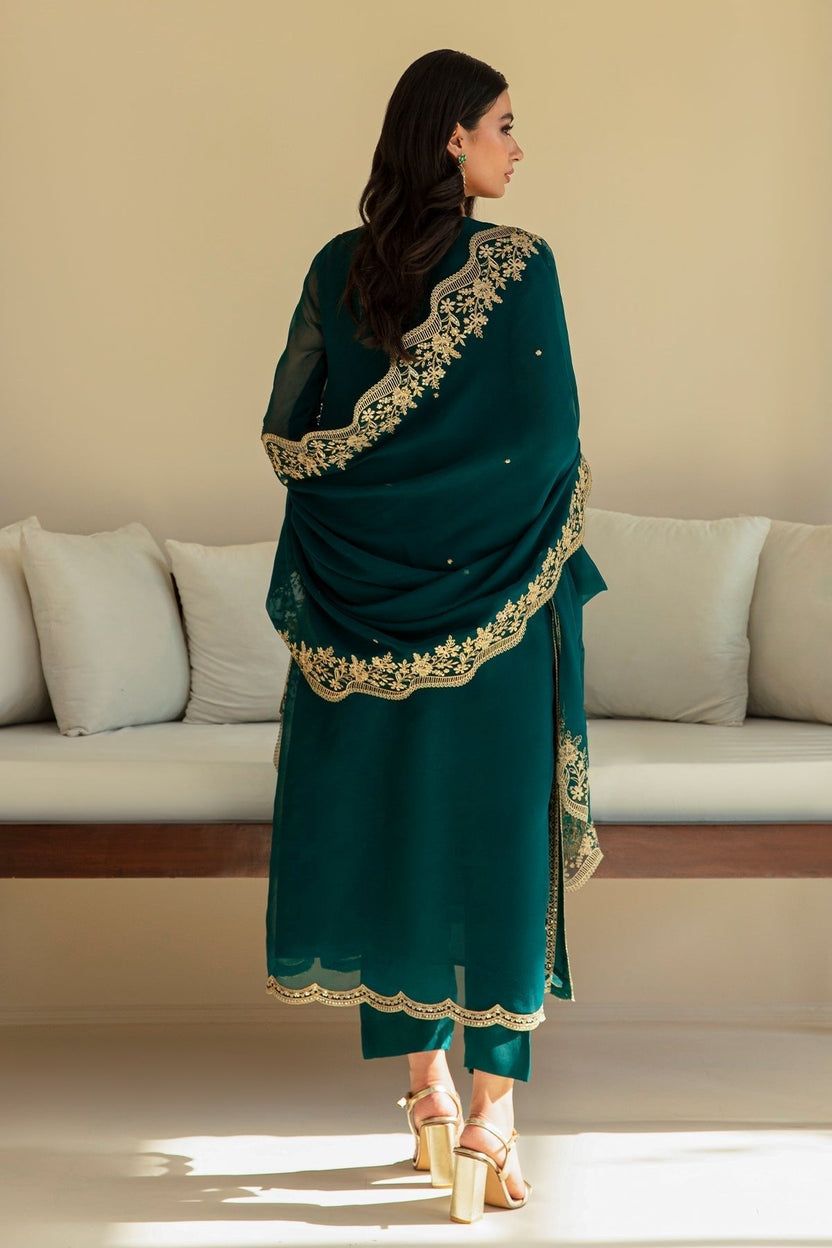 03-Piece Luxury Embroidery Chiffon Suit - Ready To Wear