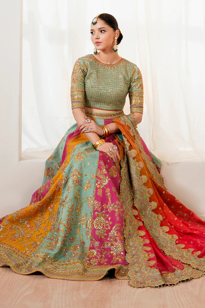 03-piece Embroidered Silk Lehnga With Organza Dupatta | Ready to wear