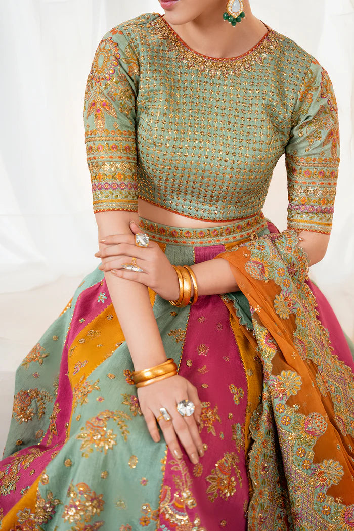 03-piece Embroidered Silk Lehnga With Organza Dupatta | Ready to wear