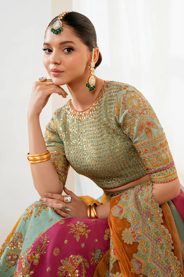 03-piece Embroidered Silk Lehnga With Organza Dupatta | Ready to wear
