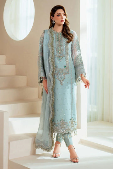 Organza 3-Piece  Suit with Hand Embellishments & Tussles | Ready to Wear