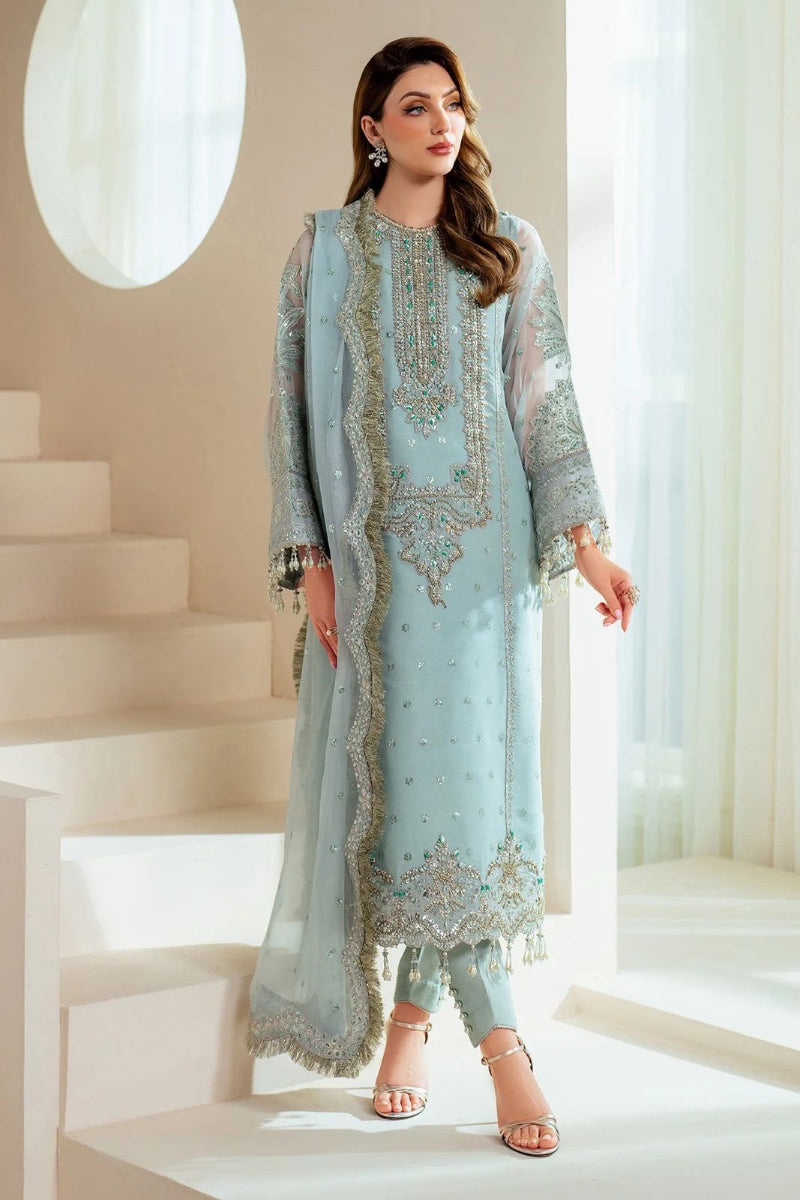 Organza 3-Piece  Suit with Hand Embellishments & Tussles | Ready to Wear