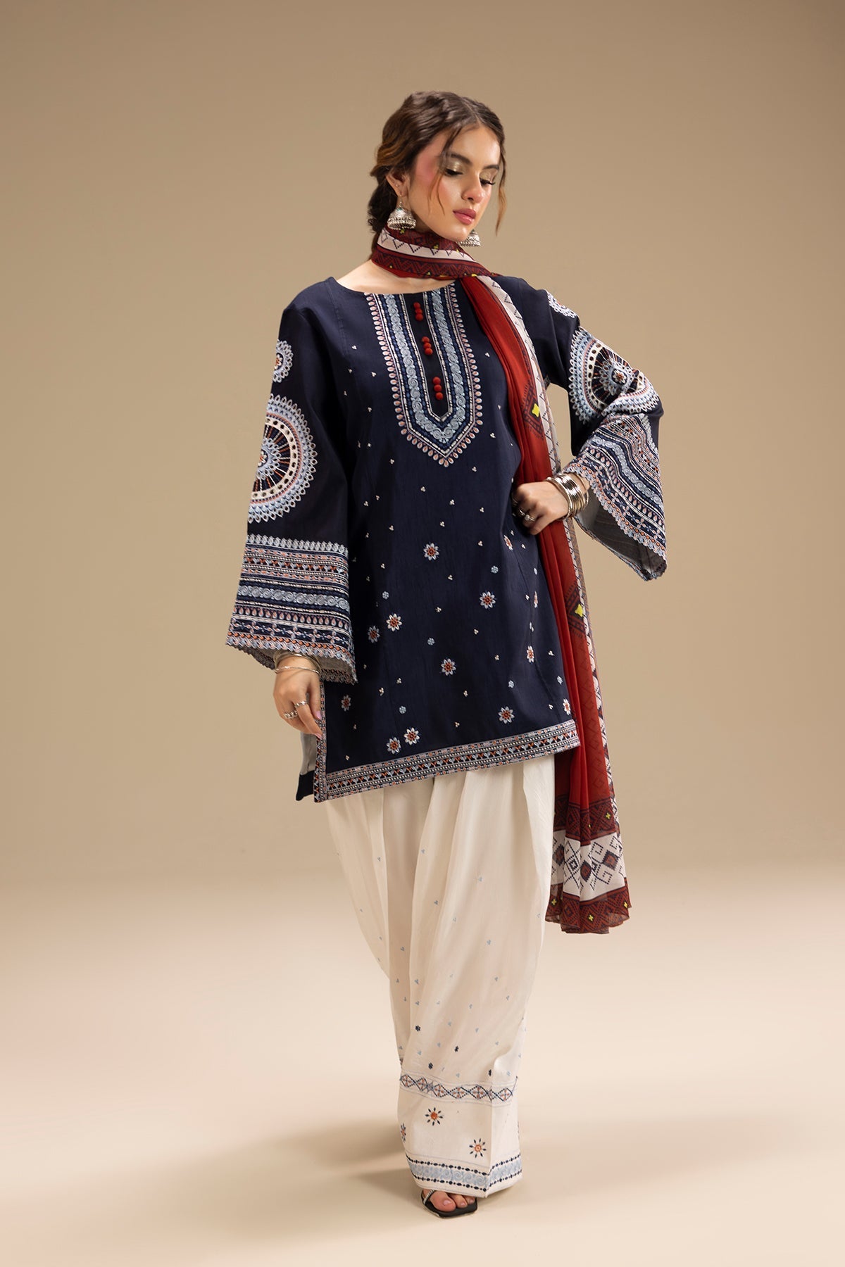 Cotton Embroidered Luxury stitched 3-Piece Suit