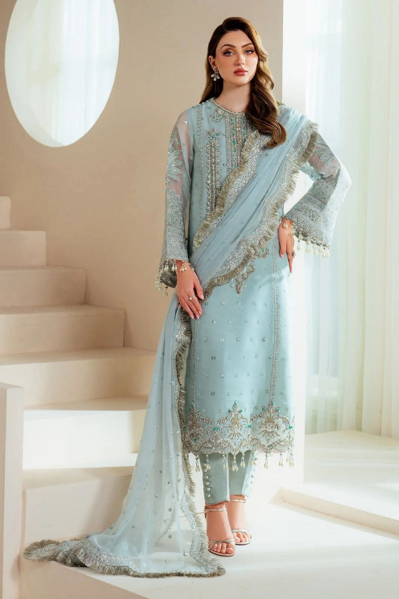 Organza 3-Piece  Suit with Hand Embellishments & Tussles | Ready to Wear