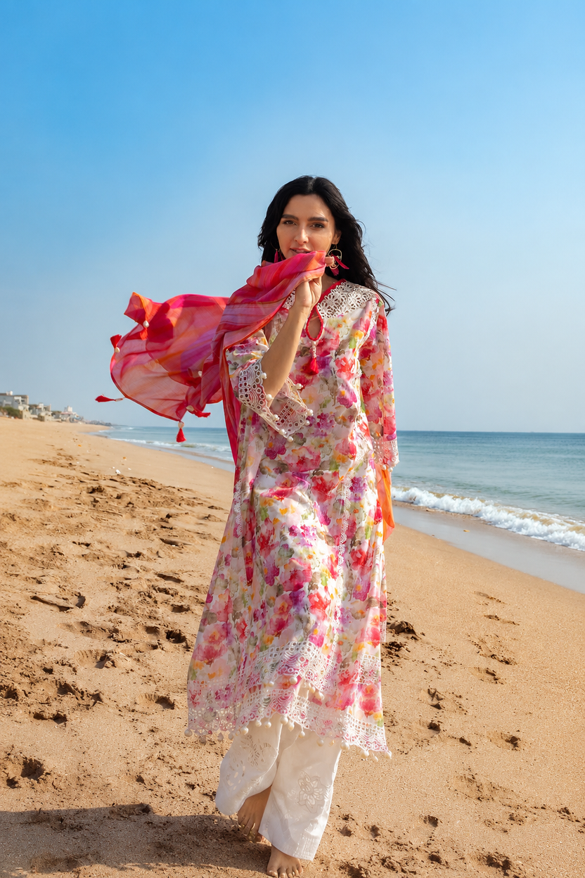 03 Piece Lawn Suit - Ready To  Wear