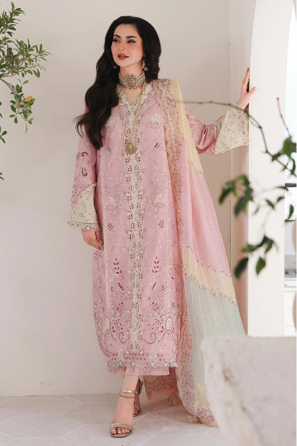 03-Piece Embroidered Lawn Suit WIth Organza Dupatta | Ready To Wear