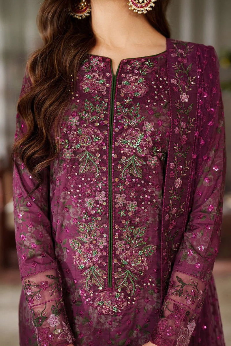 Deep Purple Premium Lawn Thread & Heavy Sequence Embroidered Dress | Ready to Wear
