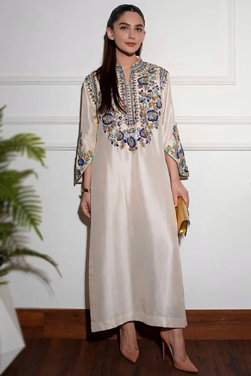 Luxury Hand Embellished Ivory Raw Silk 3-Piece Suit | Ready to Wear
