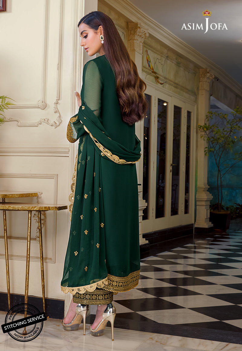 Heavy Embroidered Spangle Work Chiffon 3 Piece Suit