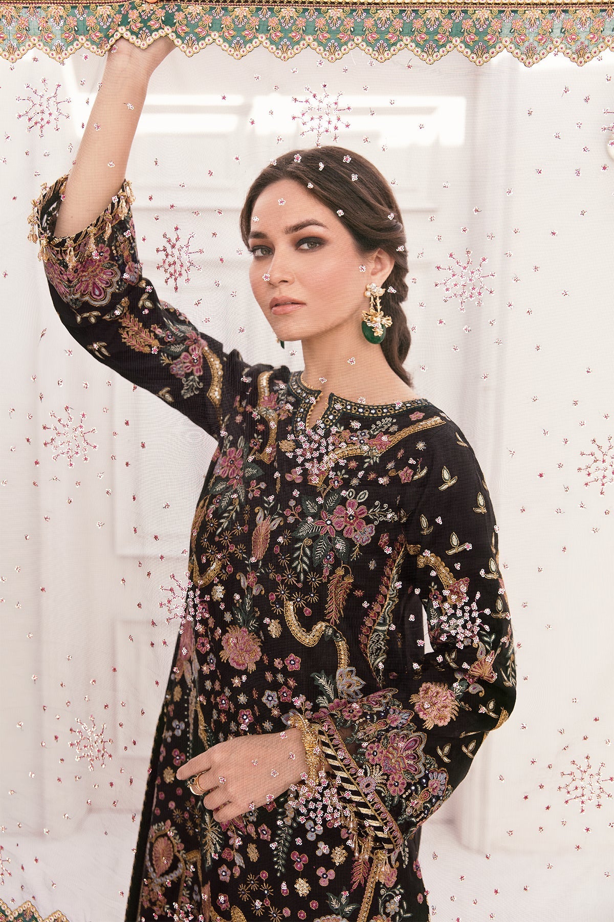 03-Piece Heavy Embroidered Net Suit - Ready To Wear