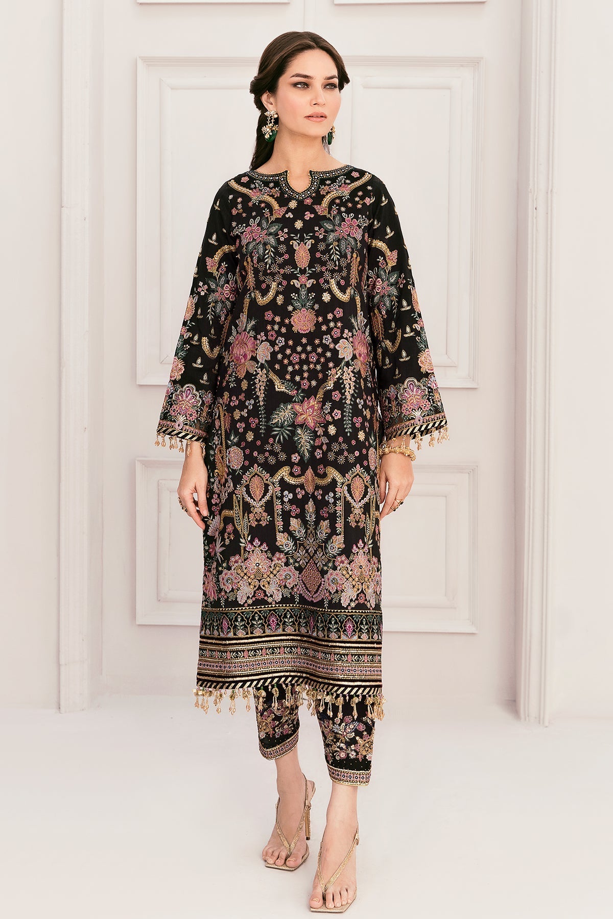 03-Piece Heavy Embroidered Net Suit - Ready To Wear