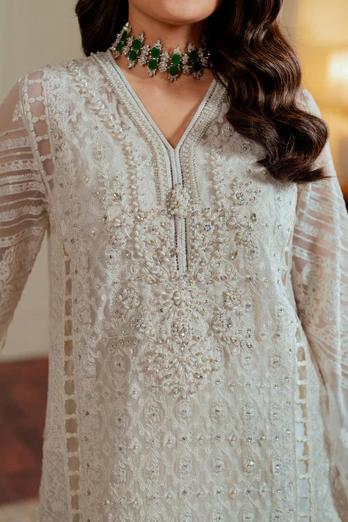 03-Piece Embroidered Organza Suit With Net Dupatta | Ready To Wear