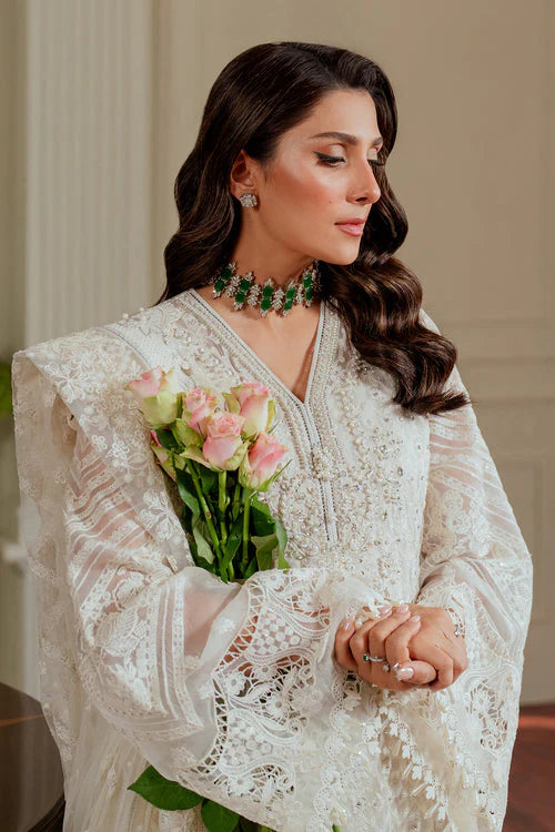 03-Piece Embroidered Organza Suit With Net Dupatta | Ready To Wear