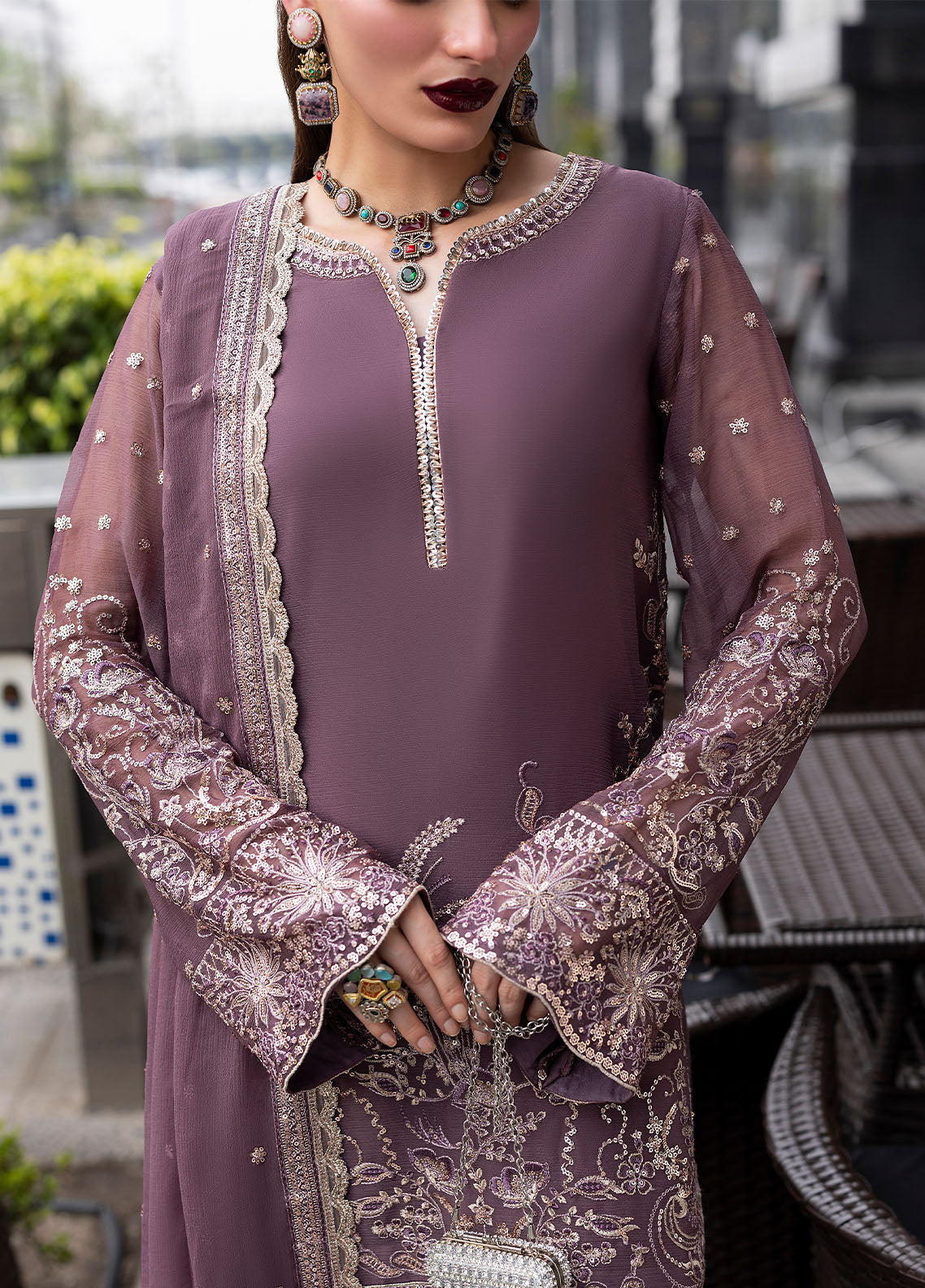 03-Piece Luxury Sequence Embroidered Chiffon Suit - Ready To Wear