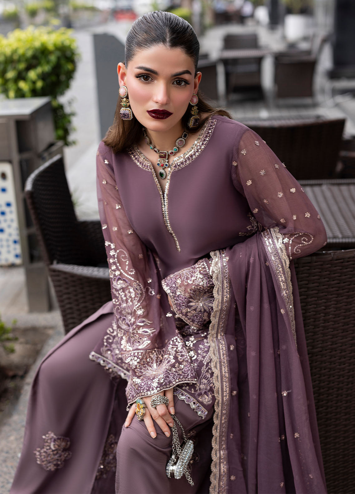 03-Piece Luxury Sequence Embroidered Chiffon Suit - Ready To Wear