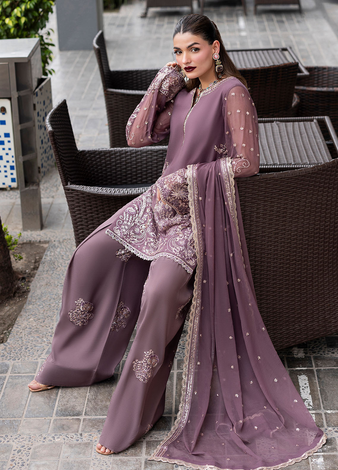 03-Piece Luxury Sequence Embroidered Chiffon Suit - Ready To Wear