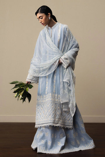 03-Piece Embroidered Lawn Suit With Cotton Net Dupatta | Ready To Wear
