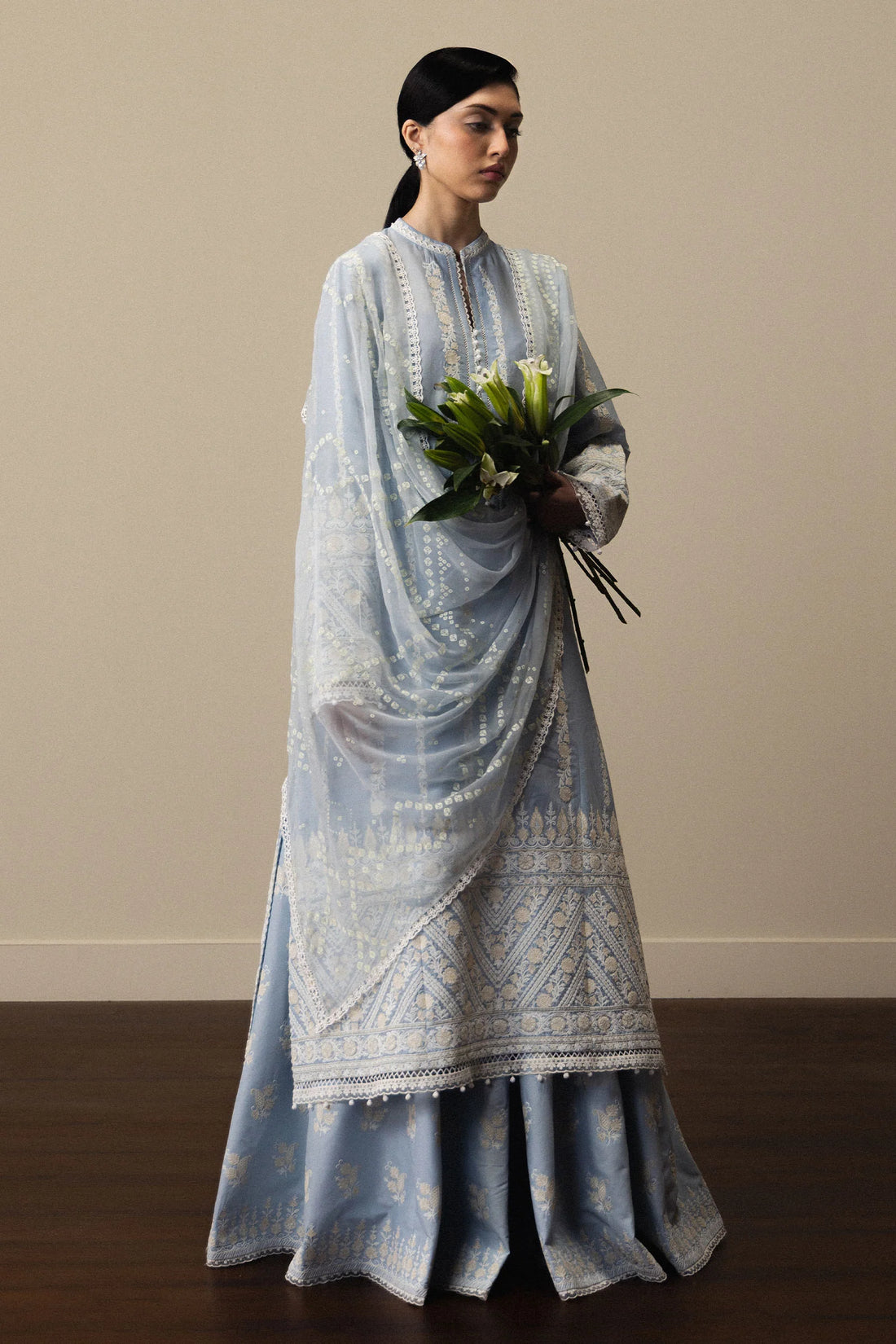 03-piece Embroidered Lawn Suit With Cotton Net Dupatta | Ready to wear