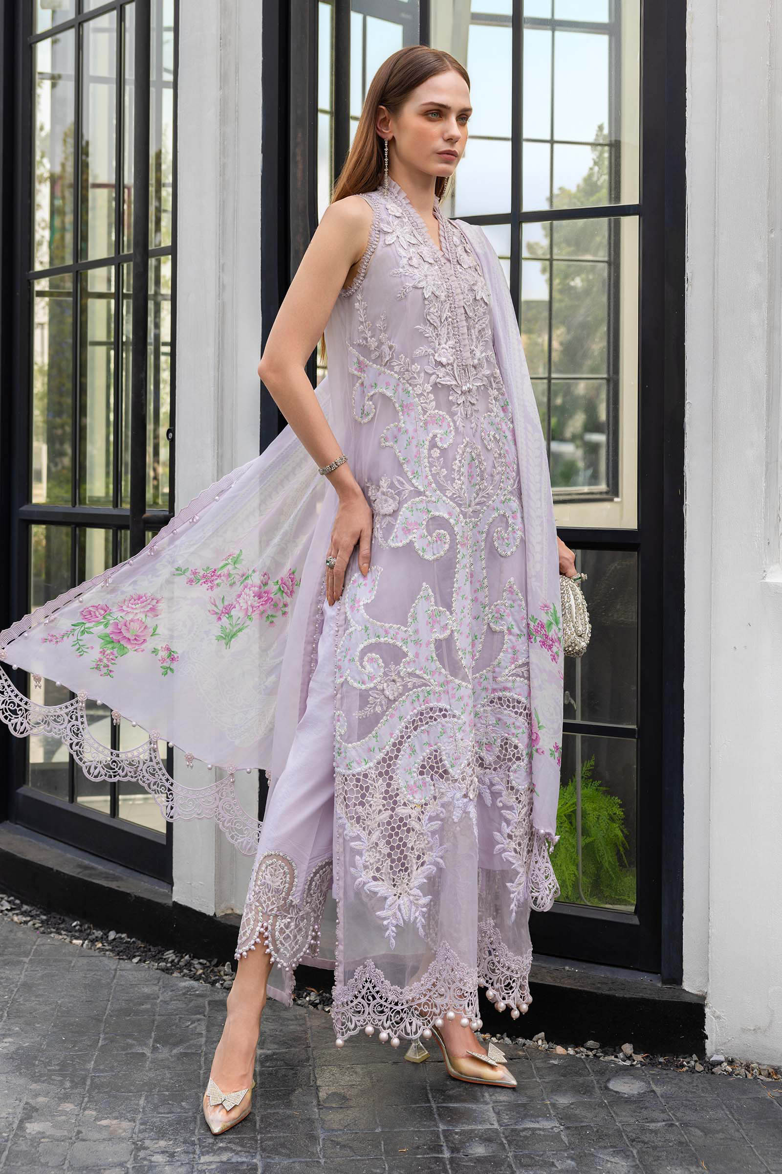 03-piece Lawn Suit With Printed Silk Dupatta | Ready to wear