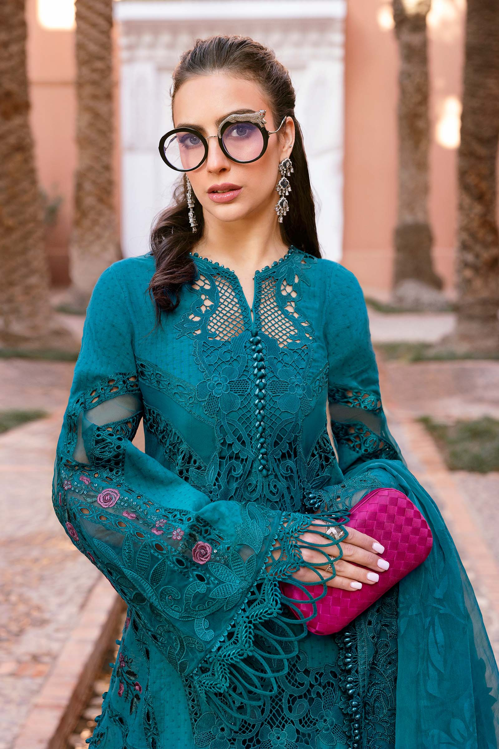 03-Piece Embroidered Lawn Suit With Organza Dupatta | Ready To Wear