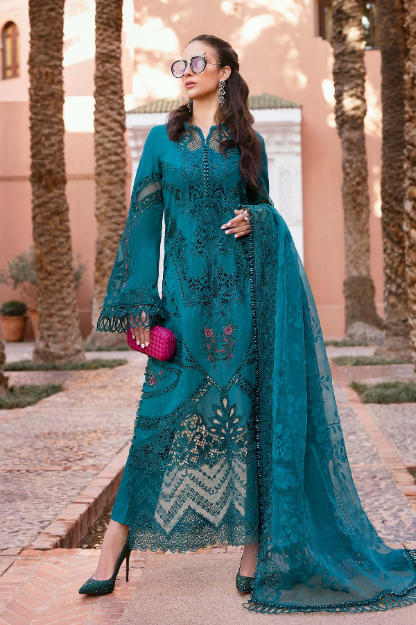 03-Piece Embroidered Lawn Suit With Organza Dupatta | Ready To Wear