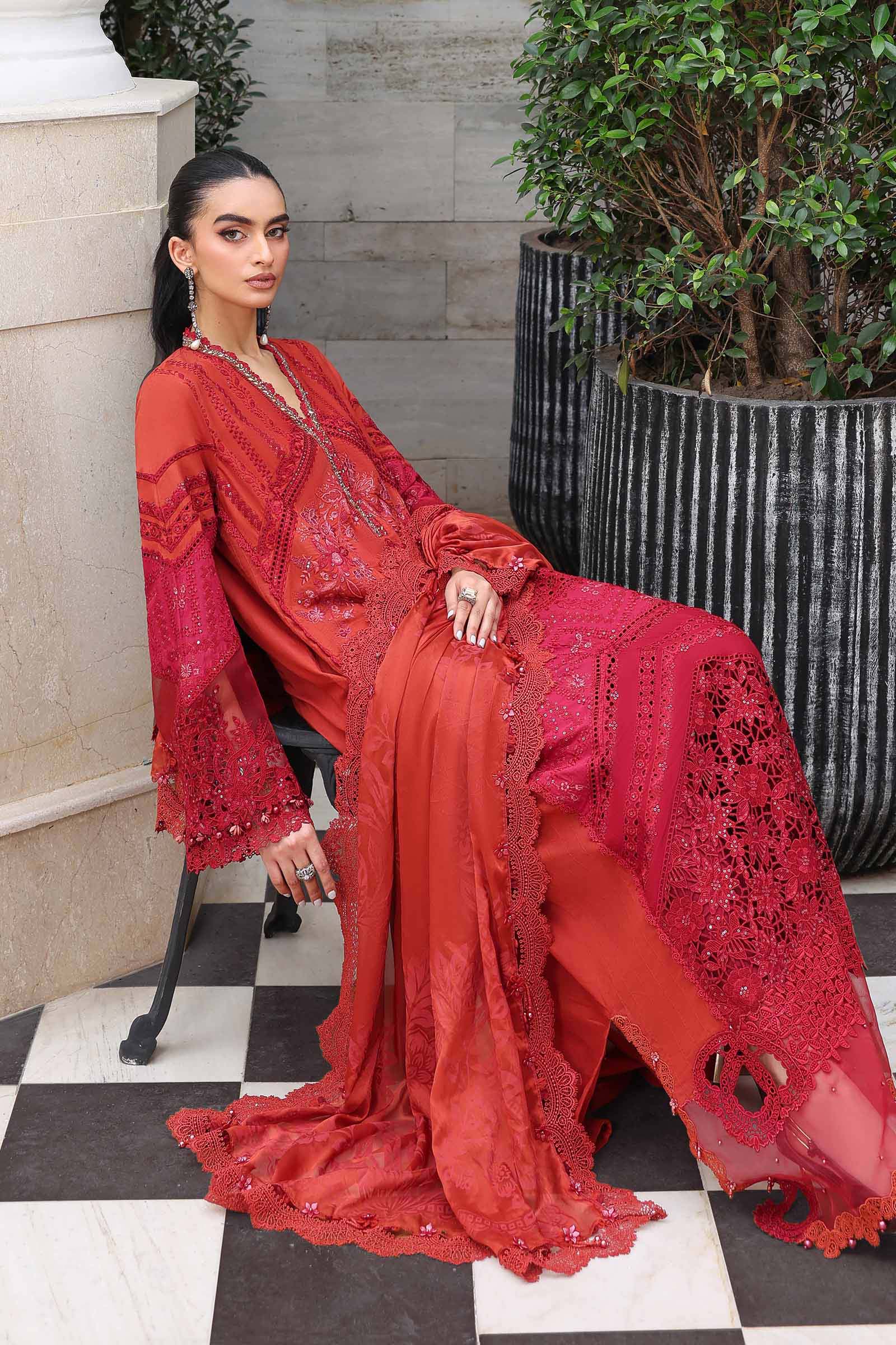 03-Piece Embroidered Lawn Suit With Silk Dupatta | Ready To Wear