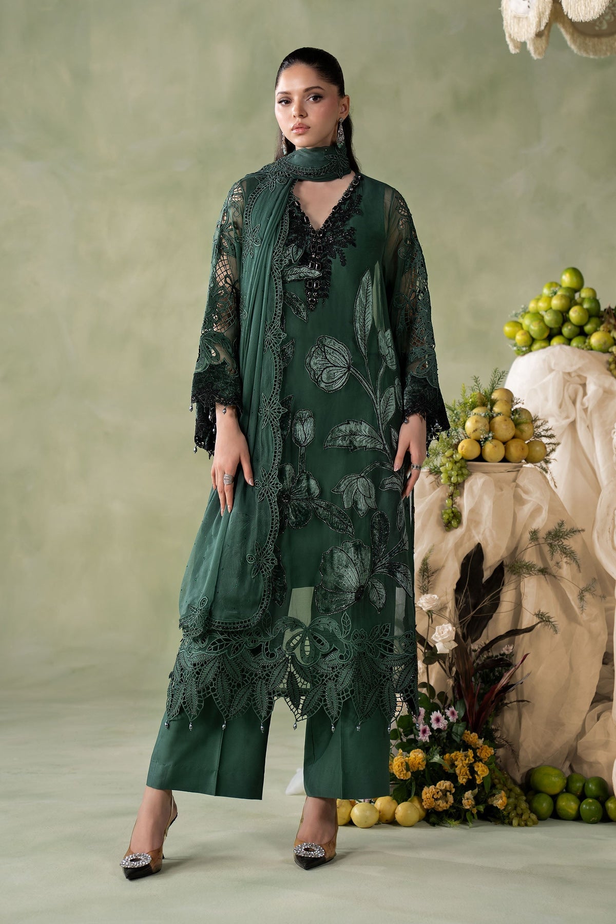 03-Piece Heavy Embroidered Chiffon Suit - Ready To Wear