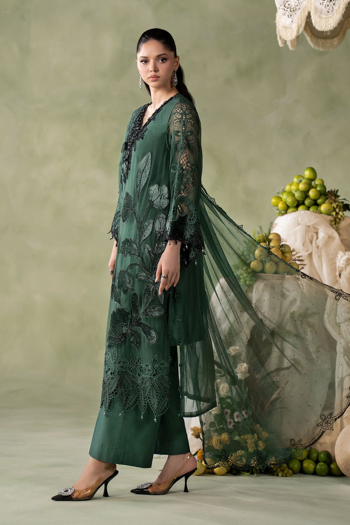 03-Piece Heavy Embroidered Chiffon Suit - Ready To Wear