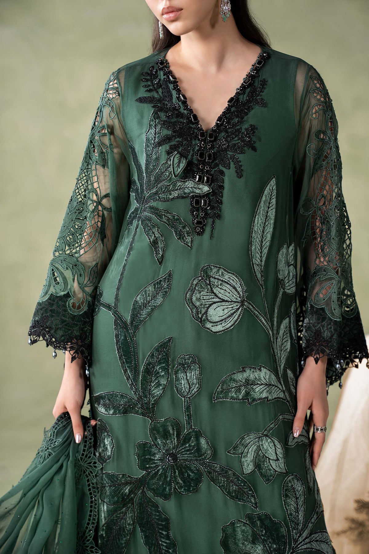 03-Piece Heavy Embroidered Chiffon Suit - Ready To Wear