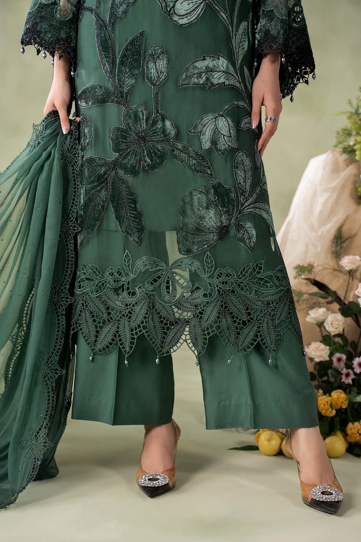 03-Piece Heavy Embroidered Chiffon Suit - Ready To Wear