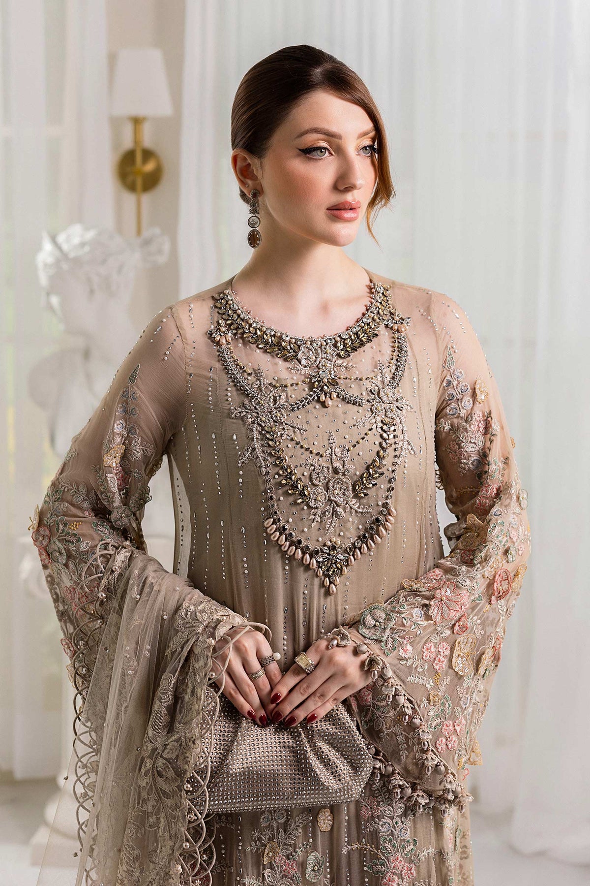 03-Piece Chiffon Suit With Net Dupatta | Ready To Wear