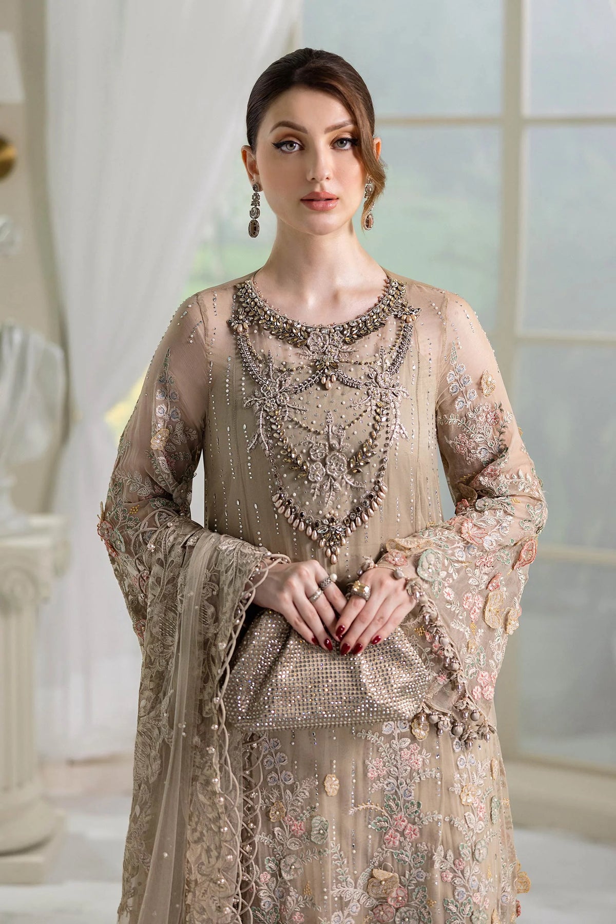 03-Piece Chiffon Suit With Net Dupatta | Ready To Wear