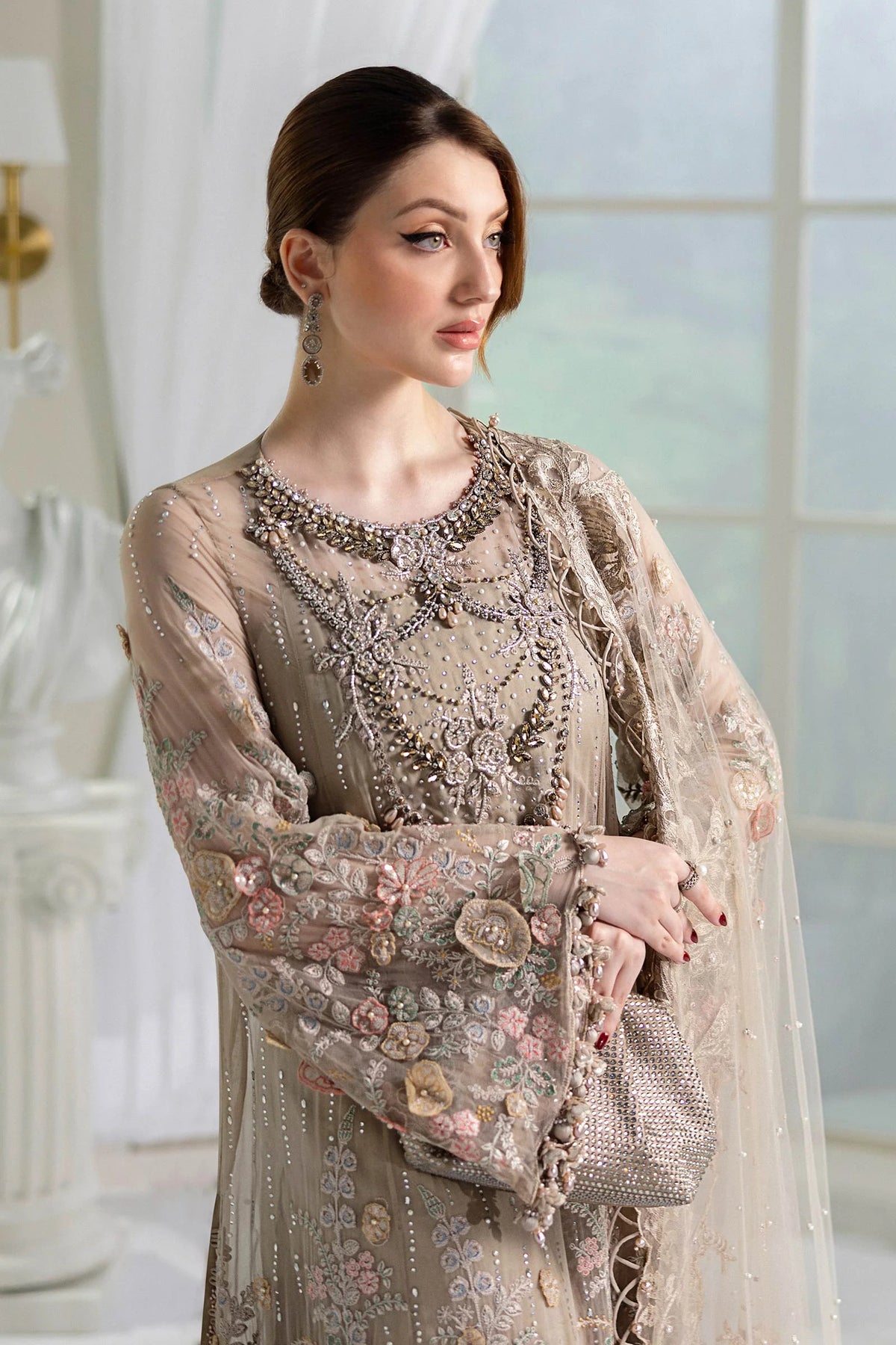03-Piece Chiffon Suit With Net Dupatta | Ready To Wear
