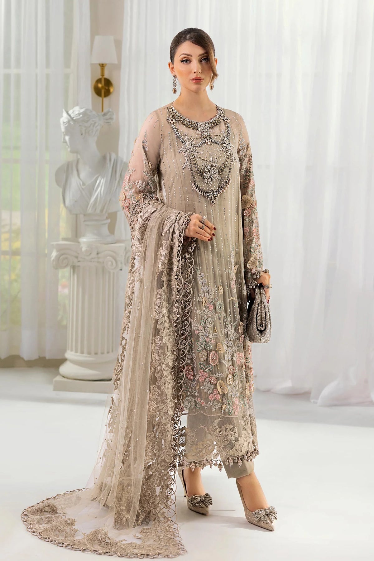 03-Piece Chiffon Suit With Net Dupatta | Ready To Wear