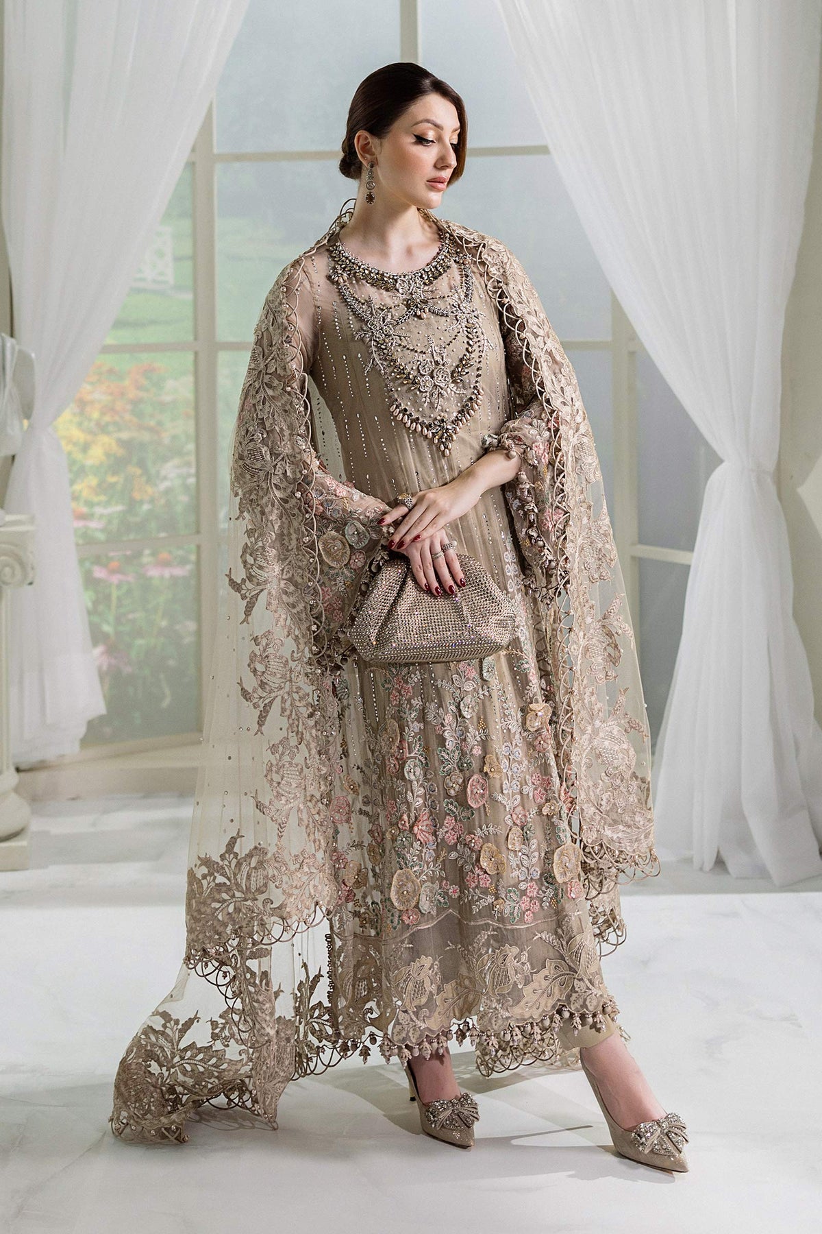 03-Piece Chiffon Suit With Net Dupatta | Ready To Wear